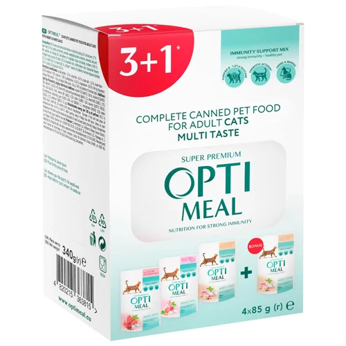 Корм Optimeal Мультисмак ягня, кролик,телятина для дорослих котів 340г