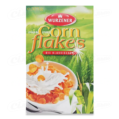 Пластівці кукурудзяні Wurzener crisp & cross, 375г