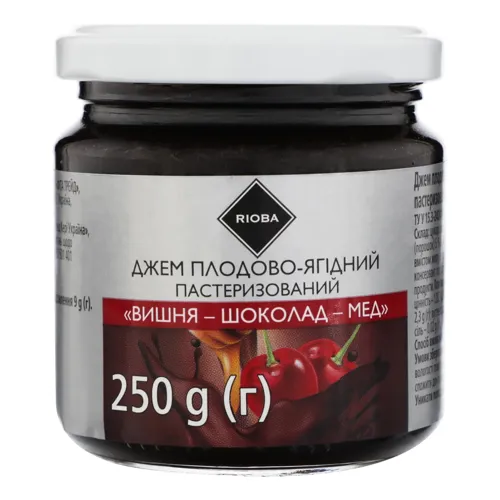 Джем плодово-ягідний Вишня-шоколад-мед Rioba 250г