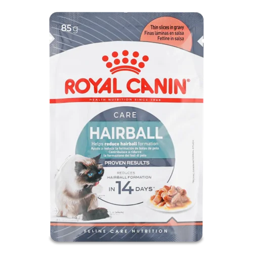 Вологий Повнораціонний Корм Для Дорослих Котів Шматочки у Соусі Hairball Care Royal Canin, к/у, 85г