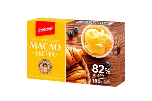 Масло Глобино Екстра солодковершкове 82% 180г