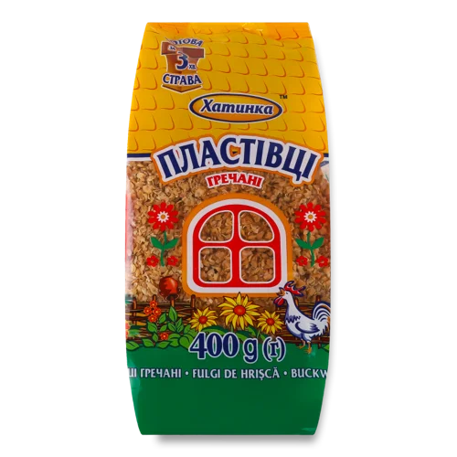 Гречані Пластівці Швидкого Приготування, Хатинка, в/ґ, 400г