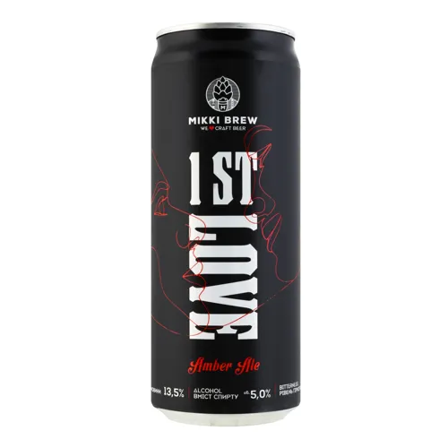 Пиво 0.33л 5% світле нефільтроване 1st Love Amber Ale Mikki Brew з/б