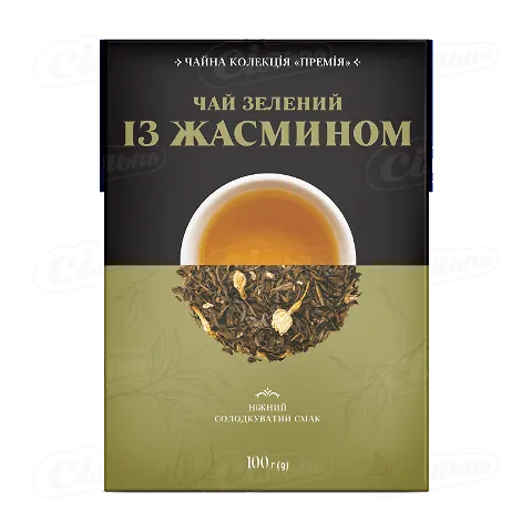 Чай зелений «Премія» китайський з квітками жасмину середньолистовий, 100г
