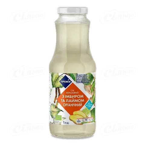 Сік «Премія»® березовий з імбиром і лаймом без цукру, 1л