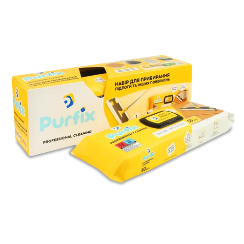 Набір для Прибирання Підлоги та Поверхонь з Шваброю Металічною Складною + Вологі Серветки Purfiх 1шт
