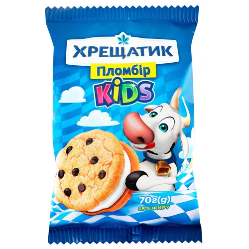 Морозиво Хрещатик Kids Пломбір на печиві з дропсами 70г