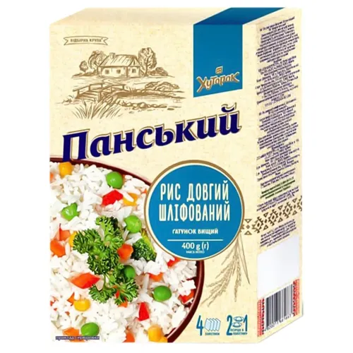 Рис Хуторок Панський довгозернистий шліфований 4*100г